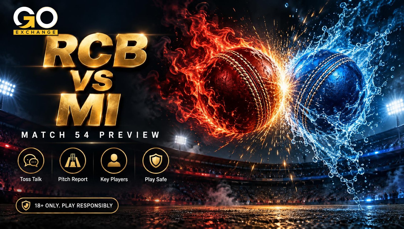 RCB vs MI, IPL 2026 match 54, on Goexch (not Dream11)