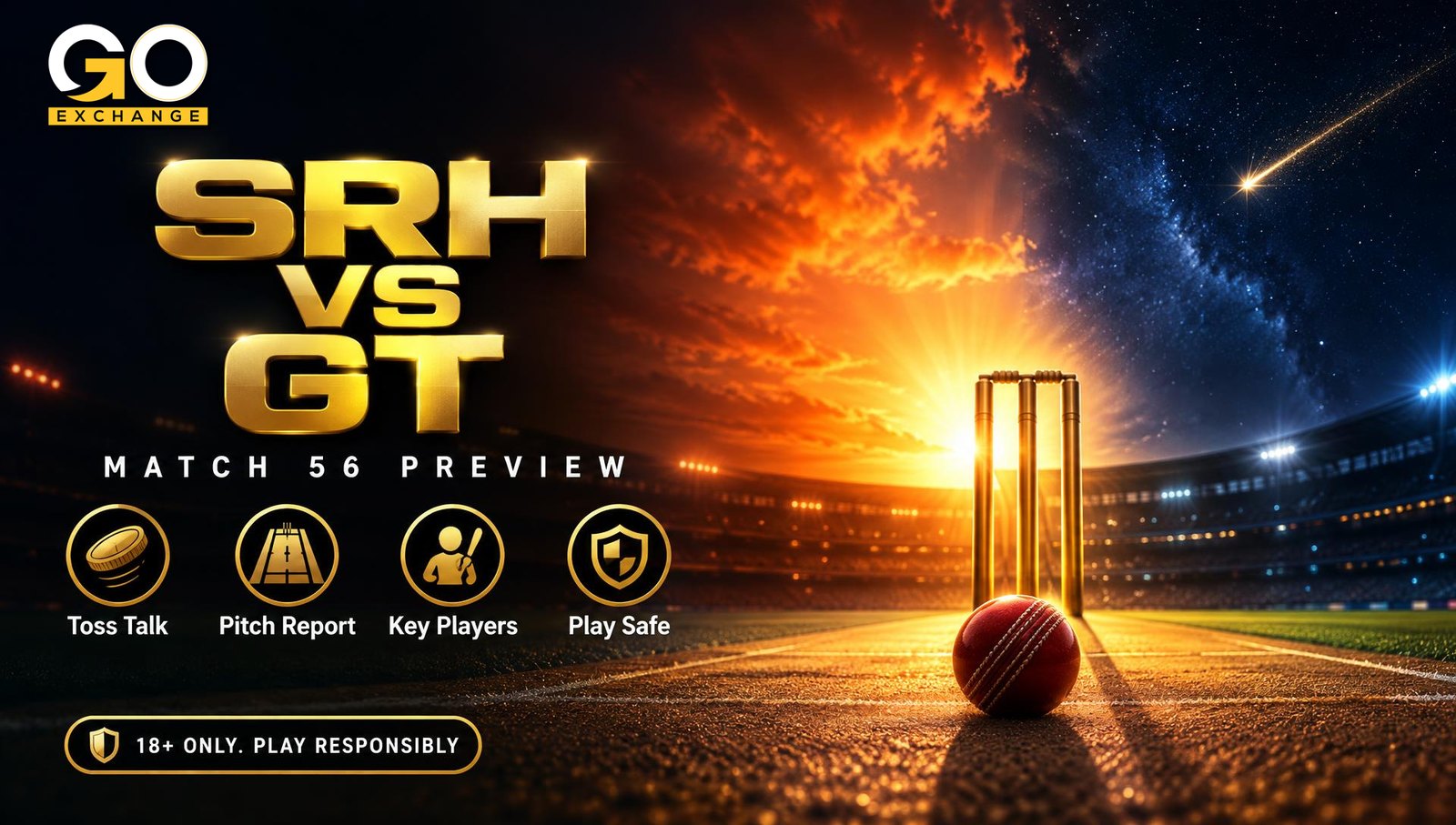 SRH vs GT, IPL 2026 match 56, on Goexch (not Dream11)