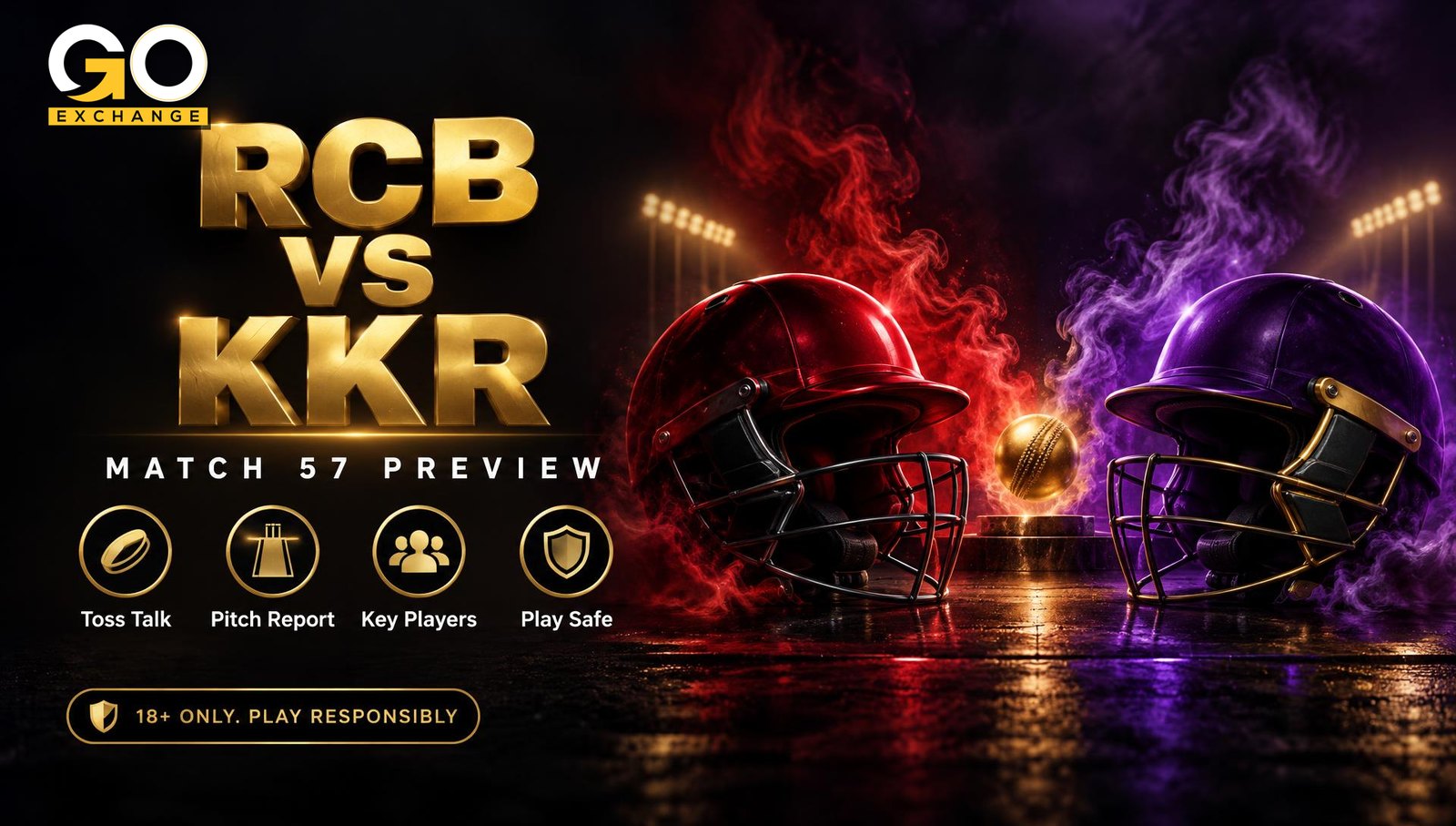 RCB vs KKR, IPL 2026 match 57, on Goexch (not Dream11)